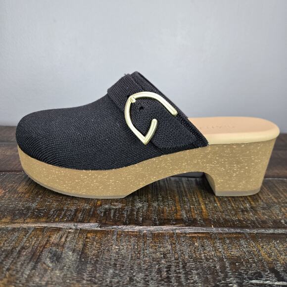 NEW Rothys The Casual Clog Heeled Womens 6 Platform Slip On Buckle Shoes Black - Picture 7 of 11